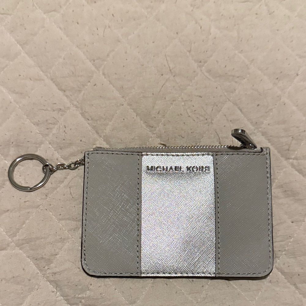 Michael Kors Metallic Silver Card Holder